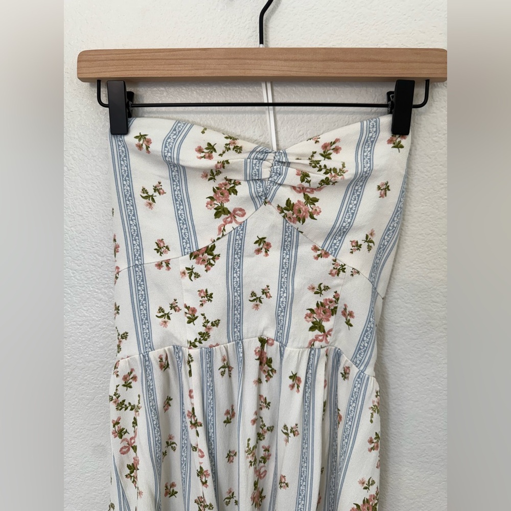 Reformation White and Blue Strapless Sundress - Picture 4 of 11